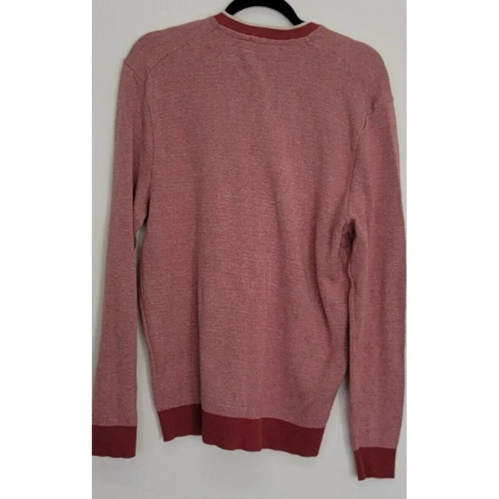 Tasso Elba Collezione Red Two Tone V-Neck Long Sleeve Sweater M